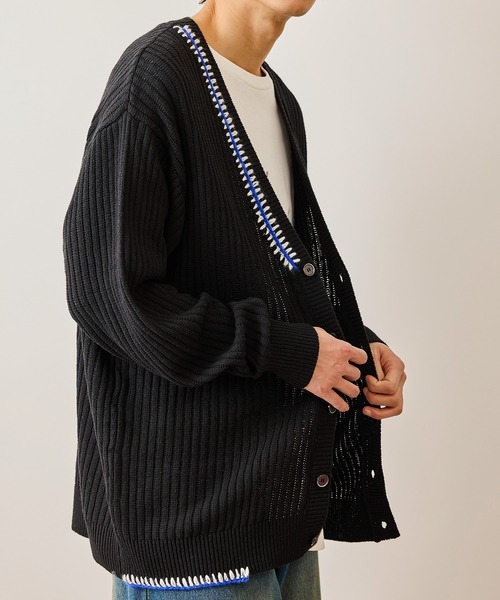 JUNRED(ジュンレッド)の「カラーステッチルーズカーディガン(カーディガン/ボレロ・メンズ・ブルー系その他4/ライトグレー/ブラック・S/L/M)」の19枚目の写真