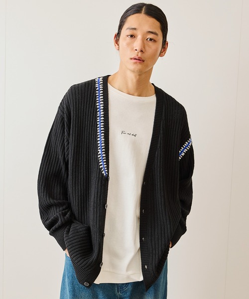 JUNRED(ジュンレッド)の「カラーステッチルーズカーディガン(カーディガン/ボレロ・メンズ・ブルー系その他4/ライトグレー/ブラック・S/L/M)」の20枚目の写真