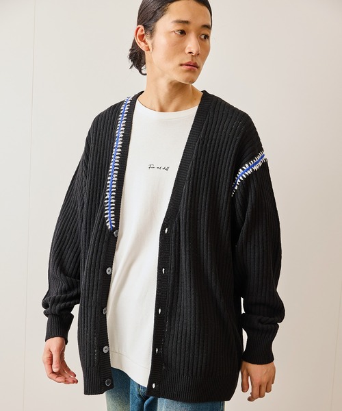 JUNRED(ジュンレッド)の「カラーステッチルーズカーディガン(カーディガン/ボレロ・メンズ・ブルー系その他4/ライトグレー/ブラック・S/L/M)」の21枚目の写真