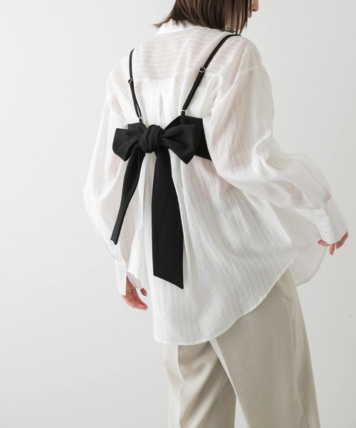 SENSE OF PLACE by URBAN RESEARCH(センスオブプレイスバイアーバンリサーチ)の「バックリボンビスチェ(その他トップス・レディース・ベージュ/ブラック・ONE)」の2枚目の写真