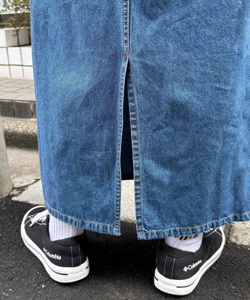 DOUBLE NAME（ダブルネーム）の「デニム切替トラックスカート（デニムスカート・レディース・サックスブルー/インディゴブルー・FREE）」の12枚目の写真