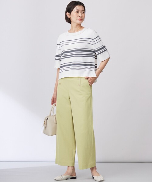 J.PRESS Ladies(J.プレス レディス)の「【洗える】RAYON ELITE STRETCH ボーダー ニットT(ニット/セーター・レディース・ベージュ系1/ホワイト系1/サックスブルー系1・SMALL)」の7枚目の写真
