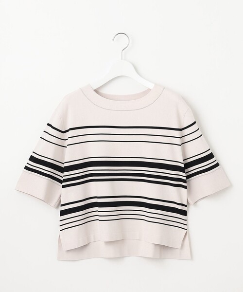 J.PRESS Ladies(J.プレス レディス)の「【洗える】RAYON ELITE STRETCH ボーダー ニットT(ニット/セーター・レディース・ベージュ系1/ホワイト系1/サックスブルー系1・SMALL)」の11枚目の写真