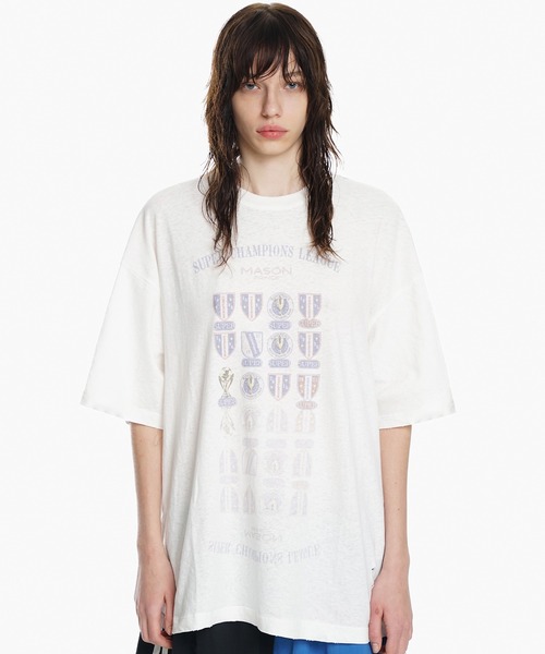 セール】オーバーサイズ エンブレムデザイン プリント Tシャツ