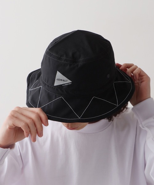and wander(アンドワンダー)の「and wander/アンドワンダー×GRAMICCI/グラミチ zigzag stitch hat バケットハット(ハット・メンズ・ブラック・FREE)」の9枚目の写真