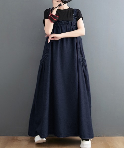 FAVORITO（ファヴォリート）の「オーバーサイズポケット付きデニムワンピース（ワンピース・レディース・ブルー・M/XL/L）」の3枚目の写真