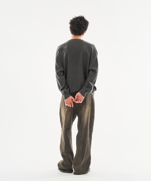 kutir（クティール）の「HENRY NECK PIGMENT PROCESSIN THERMAL LONG SLEEVE TEE/ヘンリーネックピグメント加工サーマルロンT（スウェット・メンズ・ネイビー/杢グレー/ブラック・MEDIUM/LARGE）」の16枚目の写真