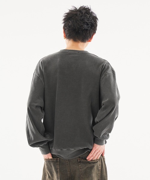 kutir（クティール）の「HENRY NECK PIGMENT PROCESSIN THERMAL LONG SLEEVE TEE/ヘンリーネックピグメント加工サーマルロンT（スウェット・メンズ・ネイビー/杢グレー/ブラック・MEDIUM/LARGE）」の12枚目の写真