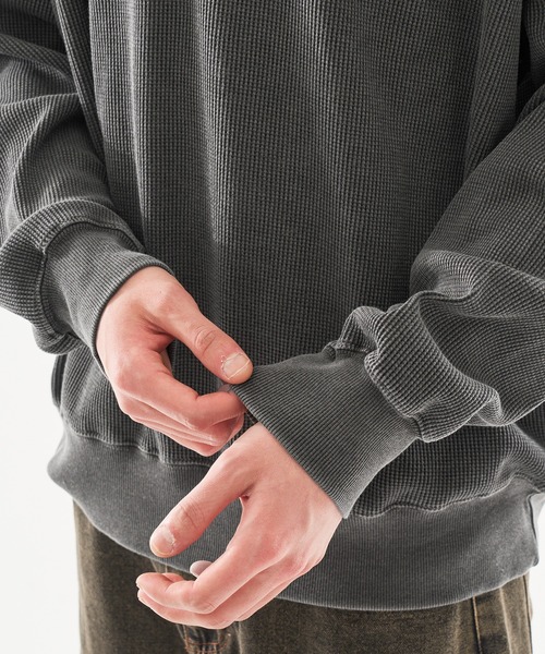 kutir（クティール）の「HENRY NECK PIGMENT PROCESSIN THERMAL LONG SLEEVE TEE/ヘンリーネックピグメント加工サーマルロンT（スウェット・メンズ・ネイビー/杢グレー/ブラック・MEDIUM/LARGE）」の20枚目の写真