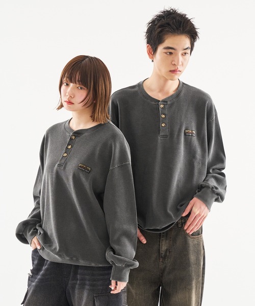 HENRY NECK PIGMENT PROCESSIN THERMAL LONG SLEEVE TEE/ヘンリー