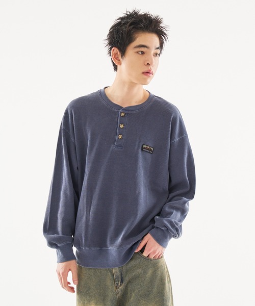 HENRY NECK PIGMENT PROCESSIN THERMAL LONG SLEEVE TEE/ヘンリー