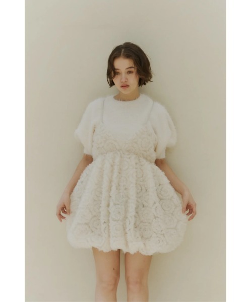 Notreemor tulle mini dress アイボリー Tulle Mini Dress with Ruffled Bodice 42340 | Jovani