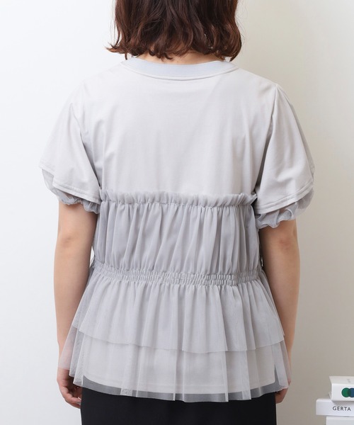 Anna Nicola（アンナニコラ）の「Anna Nicola チュールビスチェレイヤード風半袖カットソー（Tシャツ/カットソー・レディース・ブラック/オフホワイト/シルバーグレー・38）」の18枚目の写真