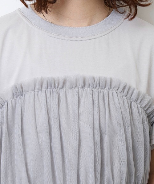 Anna Nicola（アンナニコラ）の「Anna Nicola チュールビスチェレイヤード風半袖カットソー（Tシャツ/カットソー・レディース・ブラック/オフホワイト/シルバーグレー・38）」の19枚目の写真