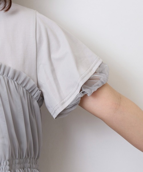 Anna Nicola（アンナニコラ）の「Anna Nicola チュールビスチェレイヤード風半袖カットソー（Tシャツ/カットソー・レディース・ブラック/オフホワイト/シルバーグレー・38）」の20枚目の写真