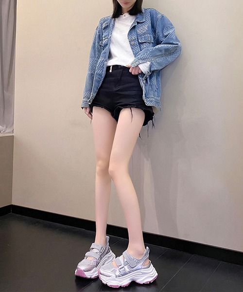 Lace Ladies（レースレディース）の「メッシュ ベルクロ 厚底 スニーカー サンダル（サンダル・レディース・ホワイト/ピンク・23.5cm/24cm/24.5cm/22.5cm/23cm）」の11枚目の写真