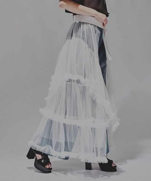 HARE（ハレ）の「チュールフリルベルトスカート(HARE)（スカート・レディース・ホワイト/ブラック/グレー/ブラウン・FREE）」の15枚目の写真