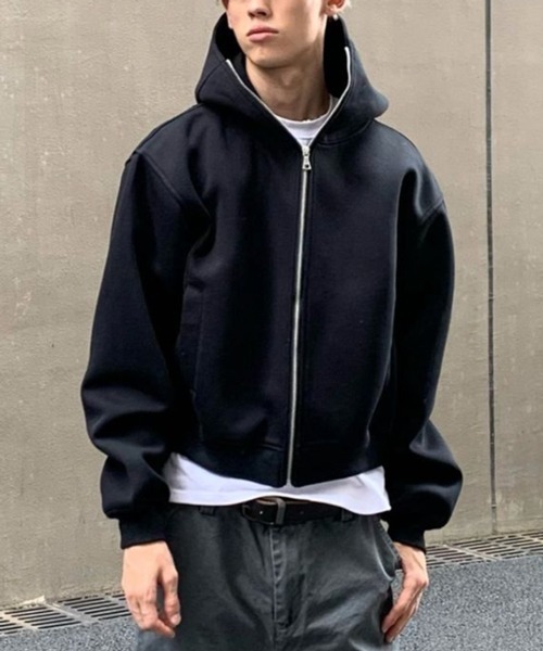 NOWLE（ノウル）の「【NOWLE】クロップフィット ジップアップ エッセンシャル パーカー（パーカー・メンズ・ブラック/アッシュグレー・SMALL/MEDIUM/LARGE）」の10枚目の写真