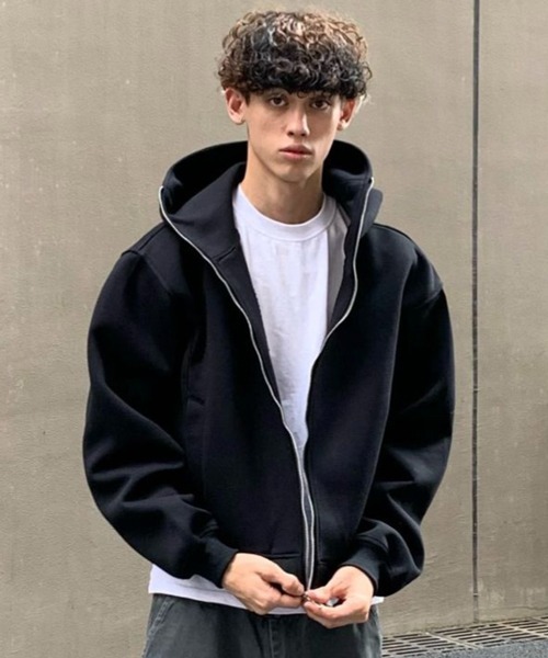 NOWLE（ノウル）の「【NOWLE】クロップフィット ジップアップ エッセンシャル パーカー（パーカー・メンズ・ブラック/アッシュグレー・SMALL/MEDIUM/LARGE）」の11枚目の写真