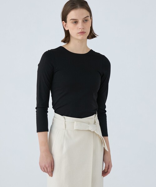 BALLSEY(ボールジィ)の「ノーブルスムース バックシャンプルオーバー(Tシャツ/カットソー・レディース・ホワイト/ブラック・S)」の4枚目の写真