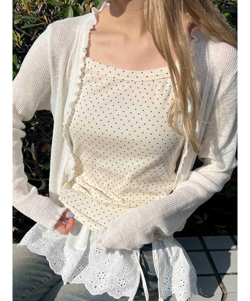 PHILLY(フィリー)の「【PHILLY】シンプルドットキャミソール(キャミソール・レディース・ブラック/アイボリー・FREE)」の2枚目の写真