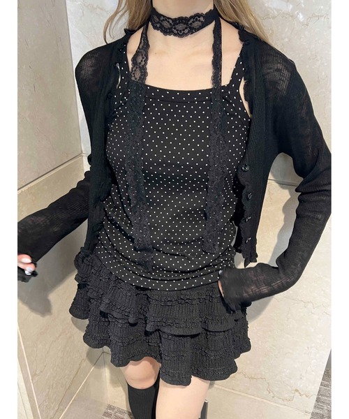 PHILLY(フィリー)の「【PHILLY】シンプルドットキャミソール(キャミソール・レディース・ブラック/アイボリー・FREE)」の1枚目の写真