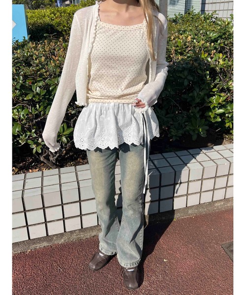 PHILLY(フィリー)の「【PHILLY】シンプルドットキャミソール(キャミソール・レディース・ブラック/アイボリー・FREE)」の6枚目の写真