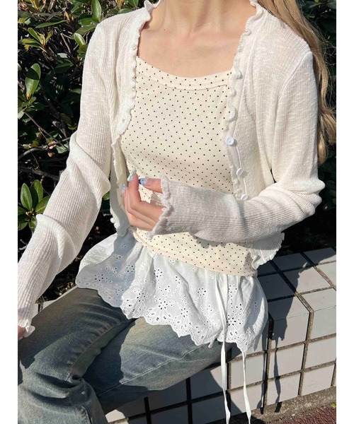 PHILLY(フィリー)の「【PHILLY】シンプルドットキャミソール(キャミソール・レディース・ブラック/アイボリー・FREE)」の3枚目の写真