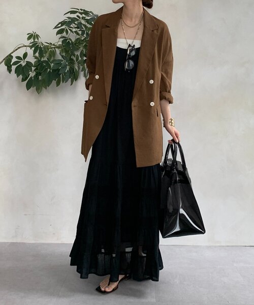 dium. リネンライクレイヤードジャケット DU250500 alumu LE CERCLE par rope' ジャケット テーラードジャケット