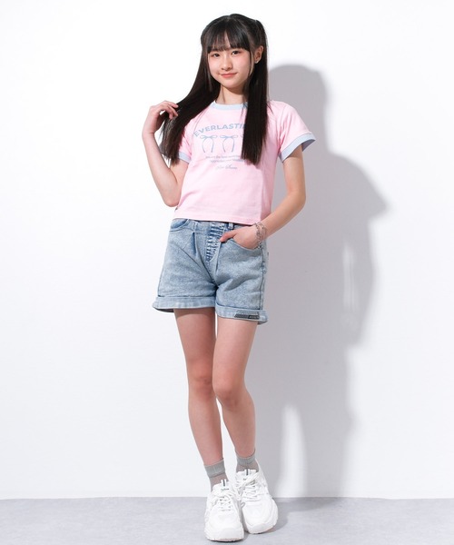 RiCO SUCRE(リコシュクレ)の「リボンプリントリンガーTシャツ(Tシャツ/カットソー・キッズ・ピンク/オフホワイト/サックスブルー/ブラック・140/150/160/130/165)」の10枚目の写真
