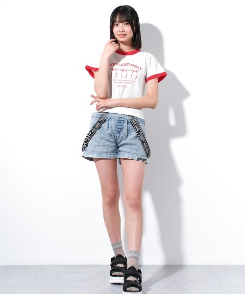 RiCO SUCRE(リコシュクレ)の「リボンプリントリンガーTシャツ(Tシャツ/カットソー・キッズ・ピンク/オフホワイト/サックスブルー/ブラック・140/150/160/130/165)」の12枚目の写真