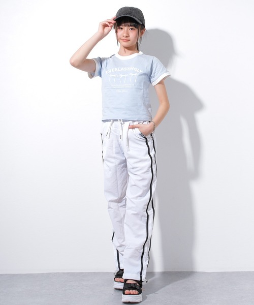 RiCO SUCRE(リコシュクレ)の「リボンプリントリンガーTシャツ(Tシャツ/カットソー・キッズ・ピンク/オフホワイト/サックスブルー/ブラック・140/150/160/130/165)」の14枚目の写真