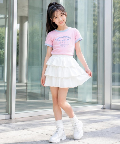 RiCO SUCRE(リコシュクレ)の「リボンプリントリンガーTシャツ(Tシャツ/カットソー・キッズ・ピンク/オフホワイト/サックスブルー/ブラック・140/150/160/130/165)」の16枚目の写真