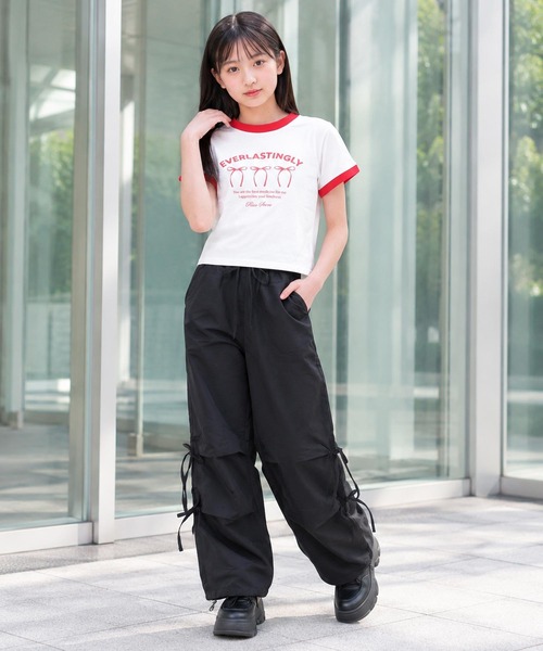 RiCO SUCRE(リコシュクレ)の「リボンプリントリンガーTシャツ(Tシャツ/カットソー・キッズ・ピンク/オフホワイト/サックスブルー/ブラック・140/150/160/130/165)」の17枚目の写真