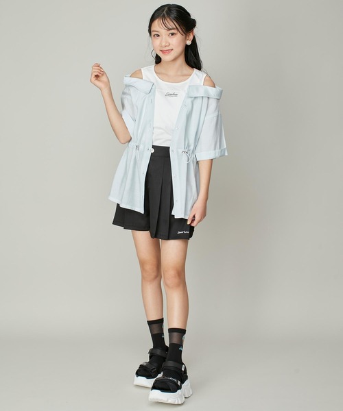 JENNI love（ジェニィラブ）の「【リバイバルアイテム】肩あきドッキングシアーシャツ（シャツ/ブラウス・キッズ・サックスブルー/イエロー/ラベンダー・130cm/140cm/150cm/160cm）」の4枚目の写真