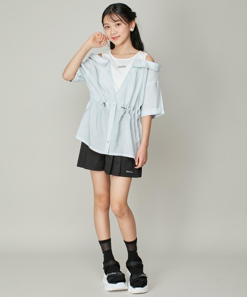 JENNI love（ジェニィラブ）の「【リバイバルアイテム】肩あきドッキングシアーシャツ（シャツ/ブラウス・キッズ・サックスブルー/イエロー/ラベンダー・130cm/140cm/150cm/160cm）」の19枚目の写真