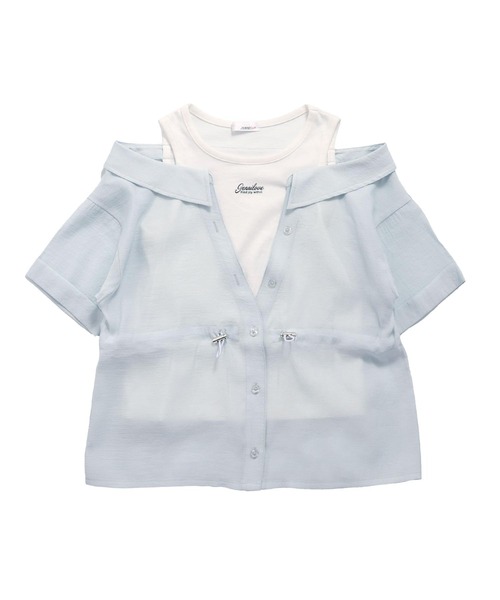 JENNI love（ジェニィラブ）の「【リバイバルアイテム】肩あきドッキングシアーシャツ（シャツ/ブラウス・キッズ・サックスブルー/イエロー/ラベンダー・130cm/140cm/150cm/160cm）」の15枚目の写真