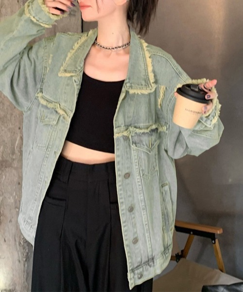 Miniministore（ミニミニストア）の「フリンジデニムジャケット ダメージデニム（デニムジャケット・レディース・サックスブルー・L/M）」の9枚目の写真