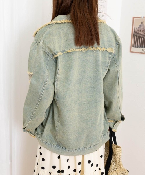 Miniministore（ミニミニストア）の「フリンジデニムジャケット ダメージデニム（デニムジャケット・レディース・サックスブルー・L/M）」の19枚目の写真