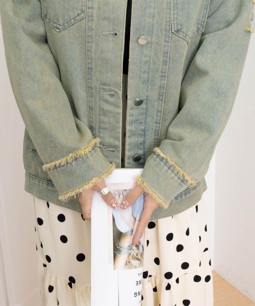 Miniministore（ミニミニストア）の「フリンジデニムジャケット ダメージデニム（デニムジャケット・レディース・サックスブルー・L/M）」の22枚目の写真