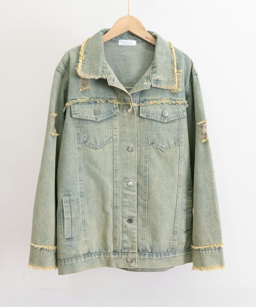 Miniministore（ミニミニストア）の「フリンジデニムジャケット ダメージデニム（デニムジャケット・レディース・サックスブルー・L/M）」の14枚目の写真