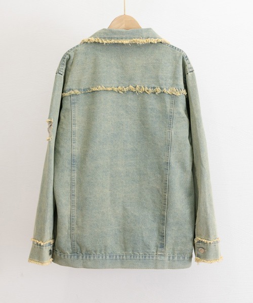 Miniministore（ミニミニストア）の「フリンジデニムジャケット ダメージデニム（デニムジャケット・レディース・サックスブルー・L/M）」の15枚目の写真