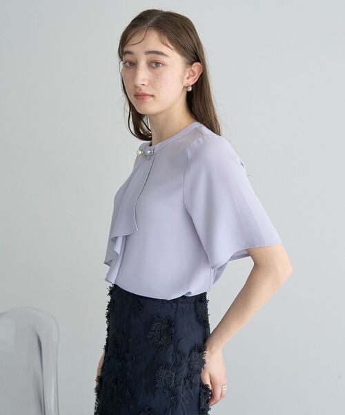 ウォッシャブルパールデザインブラウス パール風ボタン付ギャザーブラウス 通販【ニッセン】