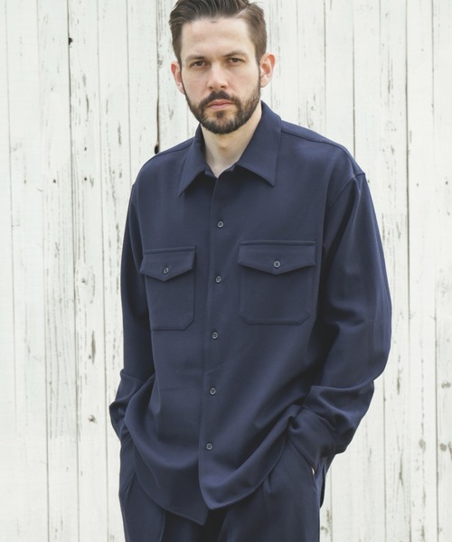 MR.OLIVE(ミスターオリーブ)の「PEACHSKIN STRETCH GABARDINE / CPO SHIRT(シャツ/ブラウス・メンズ・グレー/ネイビー・SMALL/MEDIUM/LARGE)」の1枚目の写真