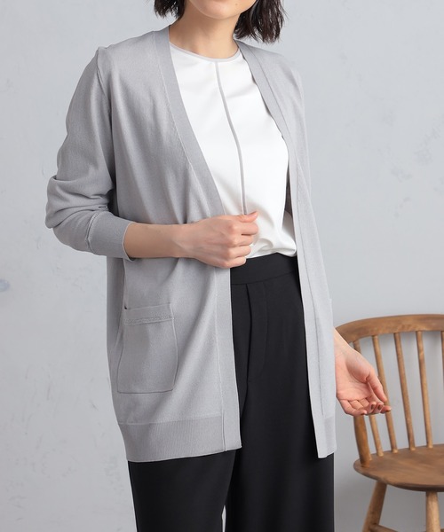 GALLORIA（ギャローリア）の「UVカット　ロングトッパーカーディガン（カーディガン/ボレロ・レディース・ネイビー/ホワイト/ライトグレー・L/LL/S/M）」の2枚目の写真