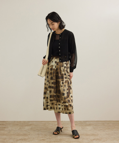 ROPE'(ロペ)の「スクエア ジオメトリックプリントスカート/イージーケア(スカート・レディース・ダークブラウン/ブルー・38/36)」の13枚目の写真