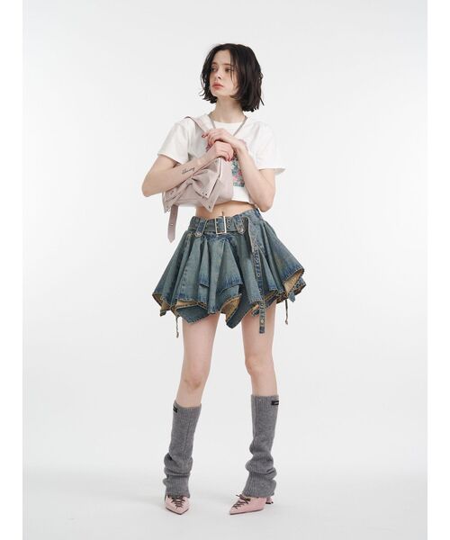 jouetie（ジュエティ）の「アシメヘムデニムミニスカート