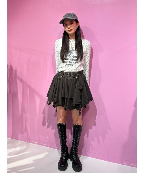 セール】アシメヘムデニムミニスカート【セットアップ対応】（デニム