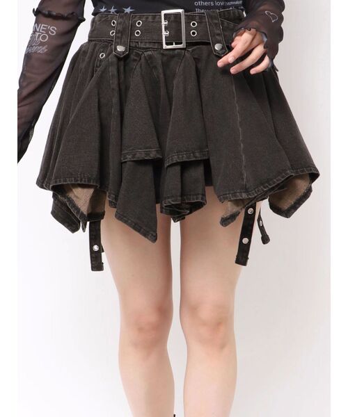 即購入大歓迎！jouetie アシメヘムデニムミニスカート 新品　定価1万2千円 セール】アシメヘムデニムミニスカート【セットアップ対応】（デニム