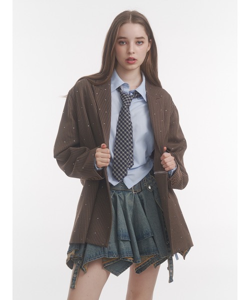 jouetie（ジュエティ）の「アシメヘムデニムミニスカート【セットアップ対応】（デニムスカート・レディース・ブラック/ブルー・MEDIUM）」の6枚目の写真